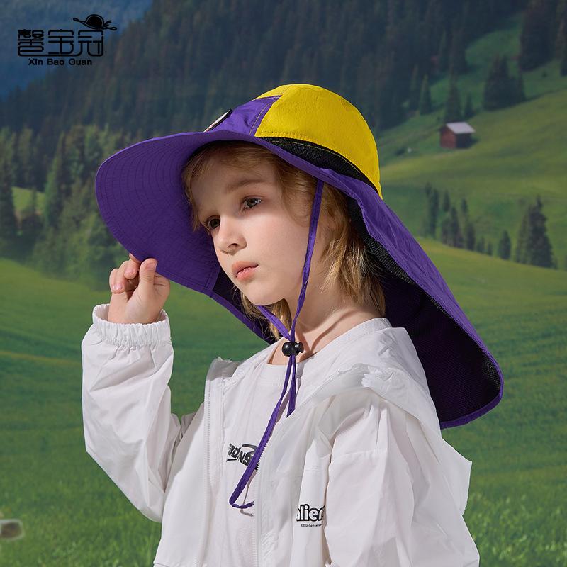Kinderhut Sommer Outdoor Reise große Krempe Schal Nackenschutz Sonnenschutzhut schnelltrocknend wasserdicht atmungsaktiv Fischerhut