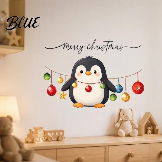 Creative Gift for Kids Christmas Cute Penguin Wall Sticker Merry Cartoon Animal Art Decal Decals Removable Peel And Stick Murals Room Bedroom,