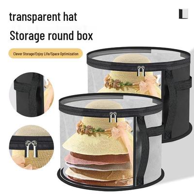 Portable Round Transparent Hat Storage Bag with Handle for Travel