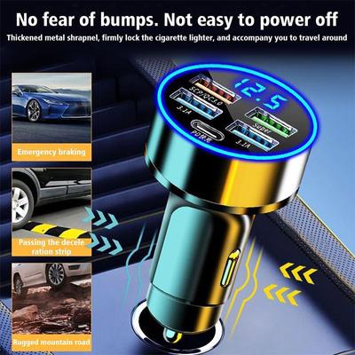 Caricabatteria per auto 5 porte Ricarica rapida PD QC3.0 USB C Caricatore per telefono per auto Adattatore di tipo C in auto per tutti i tipi di telefoni
