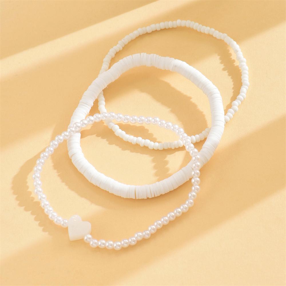 Simulated Pearl Rice Beads Love Heart Anklets For Women Silver Color Foot Chains Ankle Bracelet Beach Jewelry Summer Accessories
