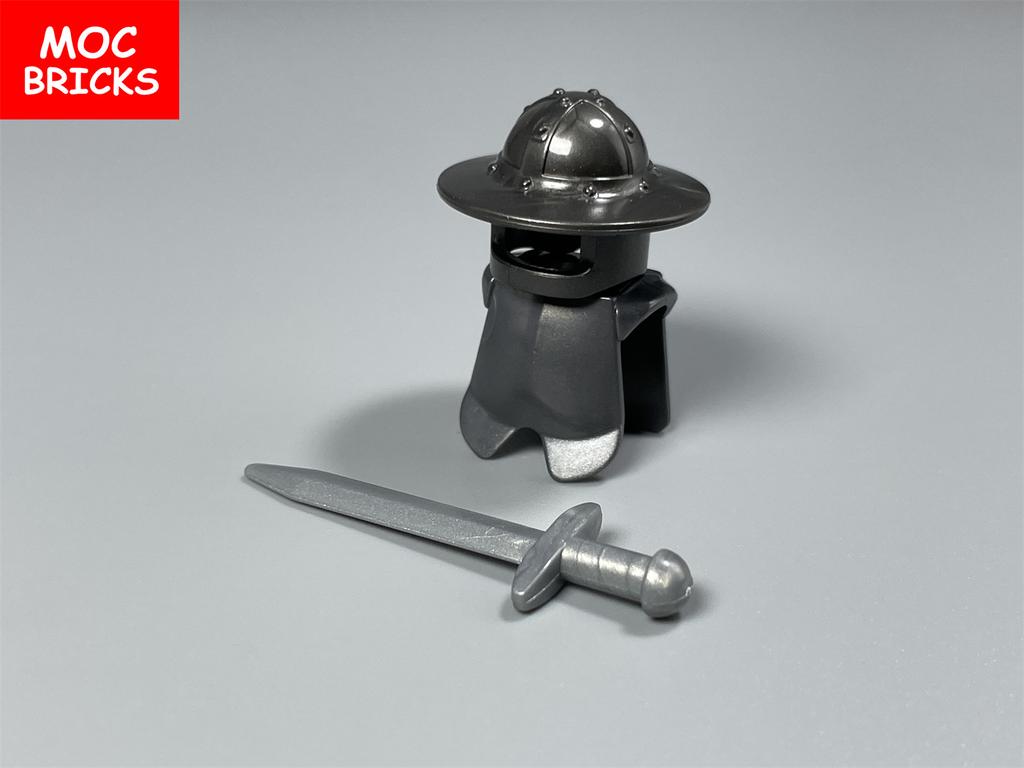 5sets/lot MOC Bricks Medieval Knights Hero Armor Paint Helmet sword warrior soldier Educational Building Blocks Toys