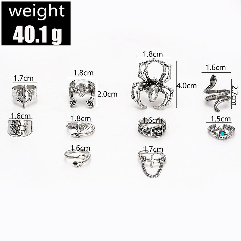 Europe and The United States Exaggerated Frog Spider Snake Personality Animal 10-piece Ring Wholesale