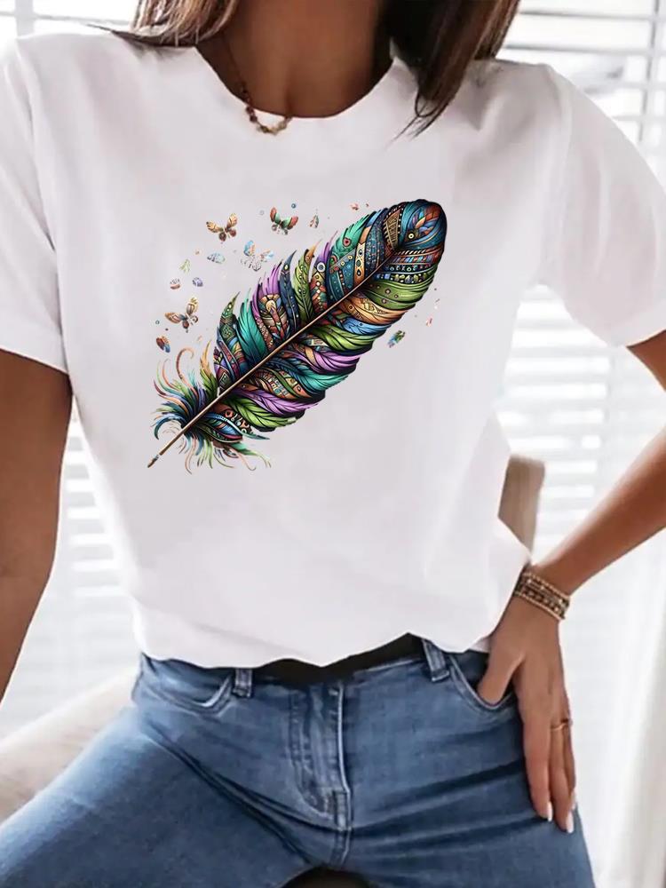 (Asian Size) trend butterfly Clothing T Shirt Woman Women Fashion Tee Top Print Female Short Sleeve Graphic T-shirts