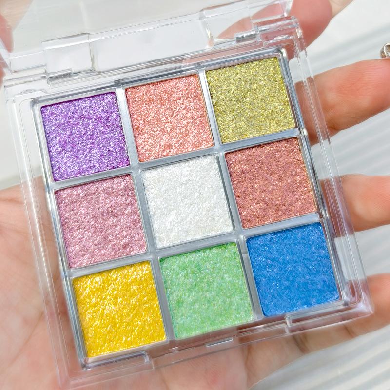 

Палетка теней для век Chameleon Icy Translucent 9 цветов для сценических выступлений, яркие цвета, ультра-шиммерные и гладкие, хайлайтер для макияжа 7g