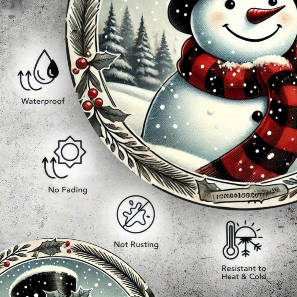 Vintage Snowman Tin Sign 8x8 Inch Christmas Winter Metal Wall Art Home Cafe Decor