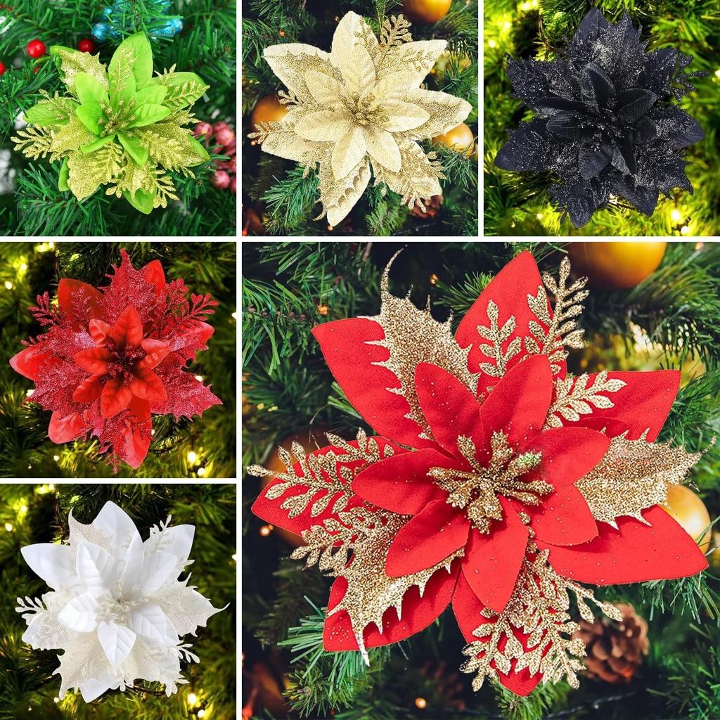 Atemberaubender 14,5 cm Weihnachtsschmuck Glitzernder floraler Kranz für Türen und Fenster