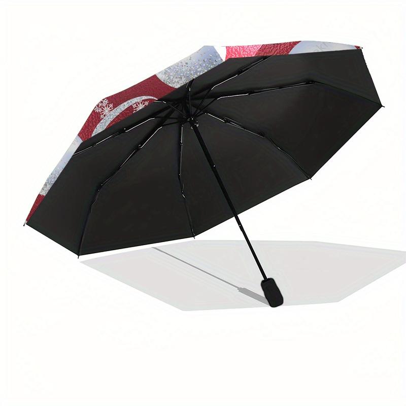Merry ChristmasRed Foil Ornament with Snowflakes and BaublesUmbrella, Portable 3-Fold Compact Umbrella,Christmas Gift ES426