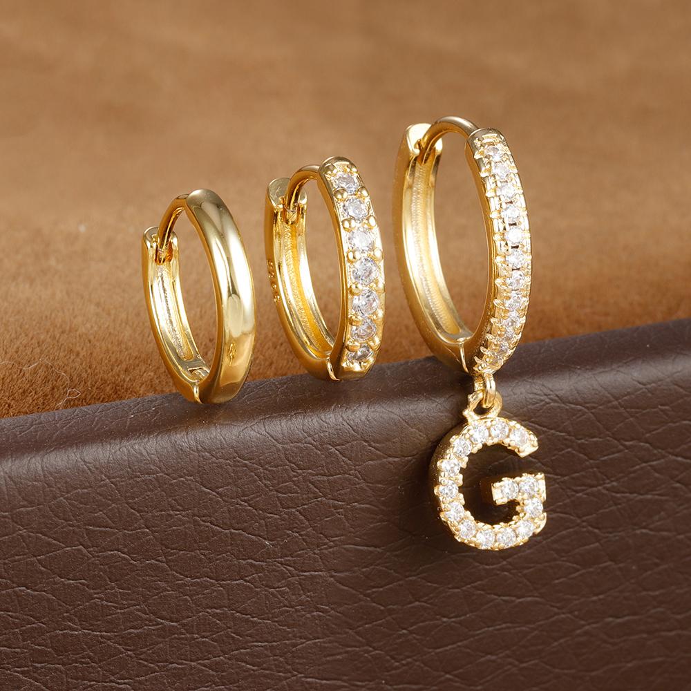 3PCS Trendy Stainless Steel Initial A-Z Letter Hoop Earrings Set For Women Fashion Huggies Cartilage Helix Piercing Jewelry