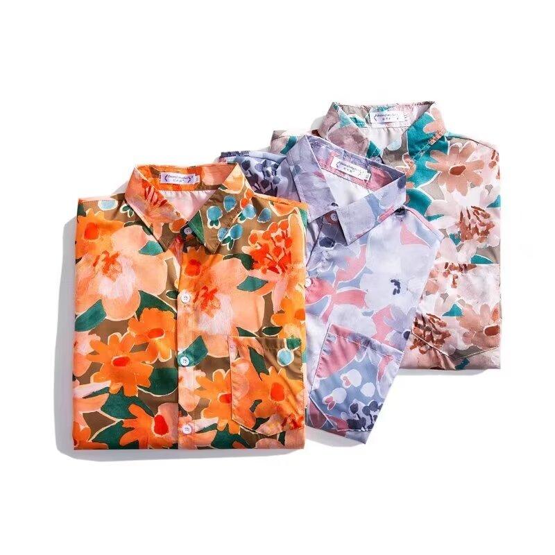 Pánská retro košile, pánský letní outfit, studentský volný střih, výklenek, neformální pánský top, svrchní oblečení, plážový top