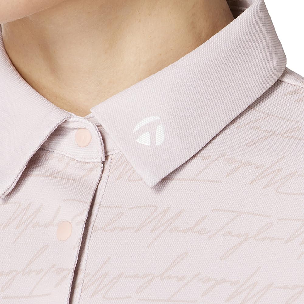 TaylorMade Logo Striped S/S Polo Shirt, Light Pink, Size Small, Women's, 2025SS UN669