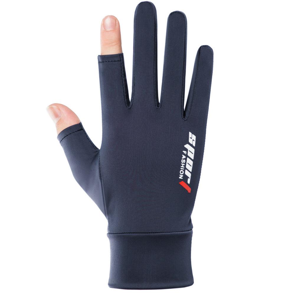 Sunscreen Gloves for Men and Women In Summer Thin Breathable Anti  Slip Ice Wire Leak Two Finger Fishing Cycling and Driving Fishing Gloves