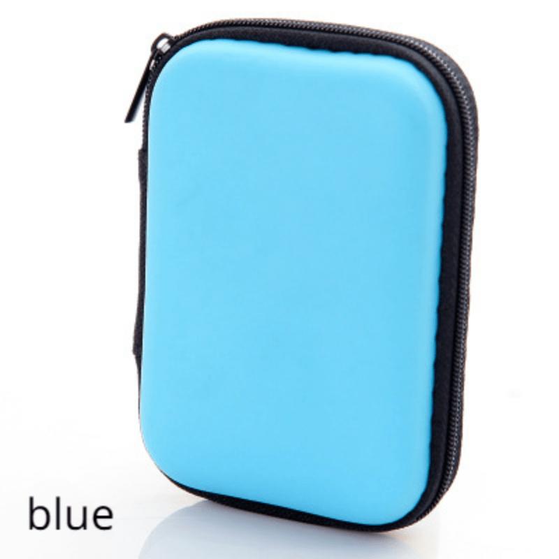 

1 шт. Кошелек Zero на молнии, прямоугольный кабель для передачи данных, чехол для наушников, упаковка для ключей, мешочек для монет, сумка для хранения мелочи синий