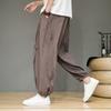 Men Casual Solid Color Harem Pants Men Loose Oversize Beach Pants Jogger Drawstring Lantern Pants Male Black Wide Leg Trousers