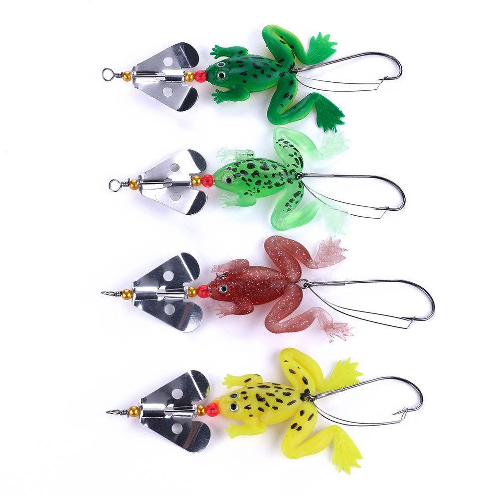 

4PCS Sequin Frog Lure Soft Fish Freshwater Single Hook Bionic Fishing Bait 7CM-6G with Fishing Tackle Set for Angling 7CM-6G