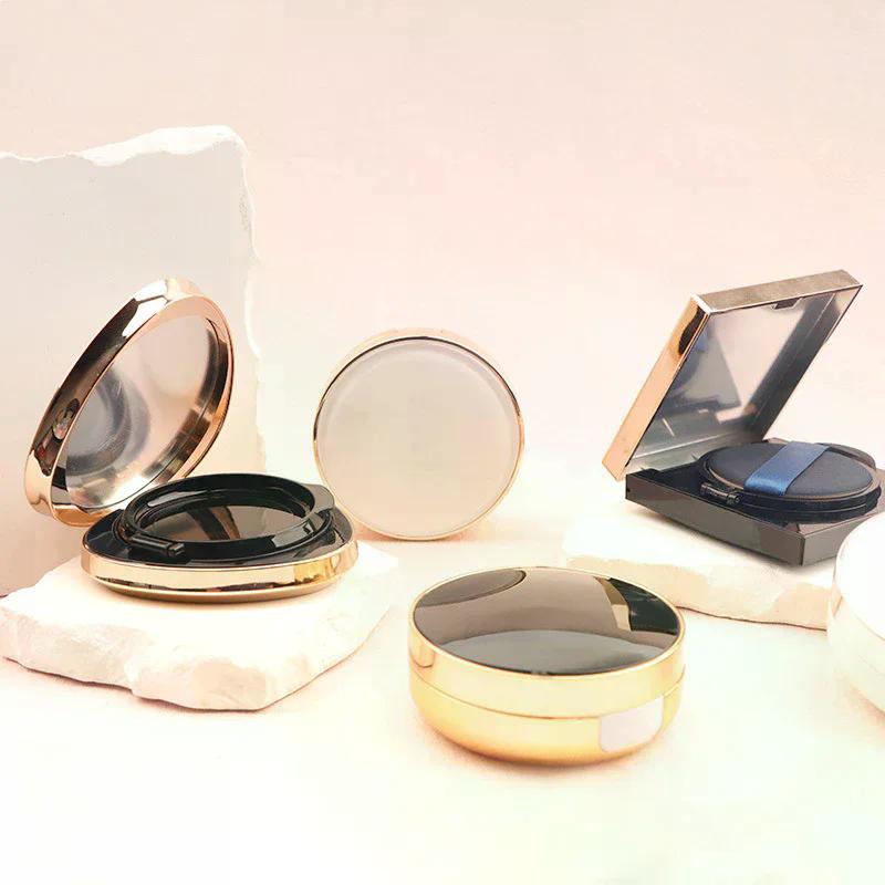 15g Empty Air Cushion Box with Powder & Mirror, Portable Cosmetic Container for BB Cream Foundation