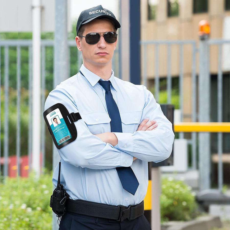 Vysoce kvalitní PU kůže Horizontální náramky Vodotěsný Nastavitelný rukáv na jmenovku Elastický rukáv na průkaz