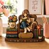 Thanksgiving mehrstöckige Servierplatte Ornamente Holz Herbstfigur für Und Halloween Dekoration, Retro Herbst Lesecharakter Vintage Ernte Tischdekorationen