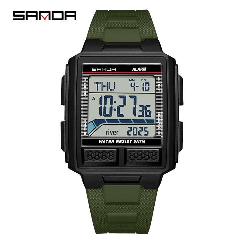 

Sanda Men s Large Screen Luminous Multifunctional Waterproof Countdown Wristwatch