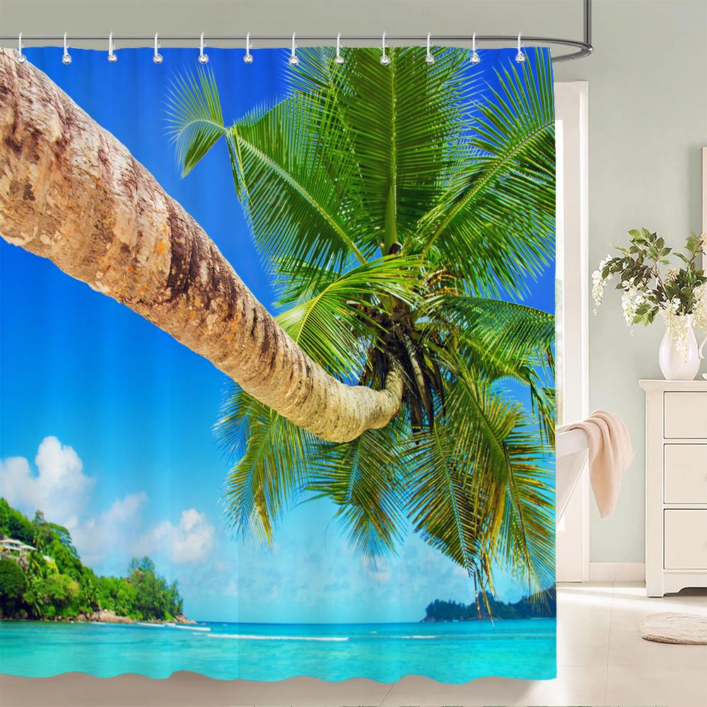 Sonnenlicht Ozean Strand Stoff Duschvorhang Badezimmer Vorhänge Sonnenuntergang Dämmerung Meer Große Größe 300x180cm Duschwand Mit 12 Haken