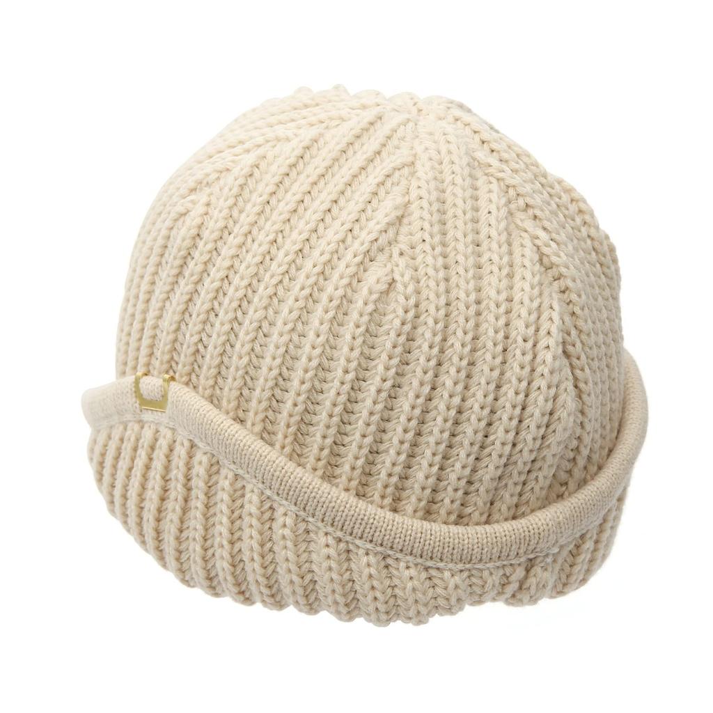 Gold Brass Label Unisex Autumn Winter Comfortable Earmuffs Windproof Warm Plain Fit Loose Beanie Knit Snow Skull Stylish Ski Hat Korea [UNDERCONTROL]