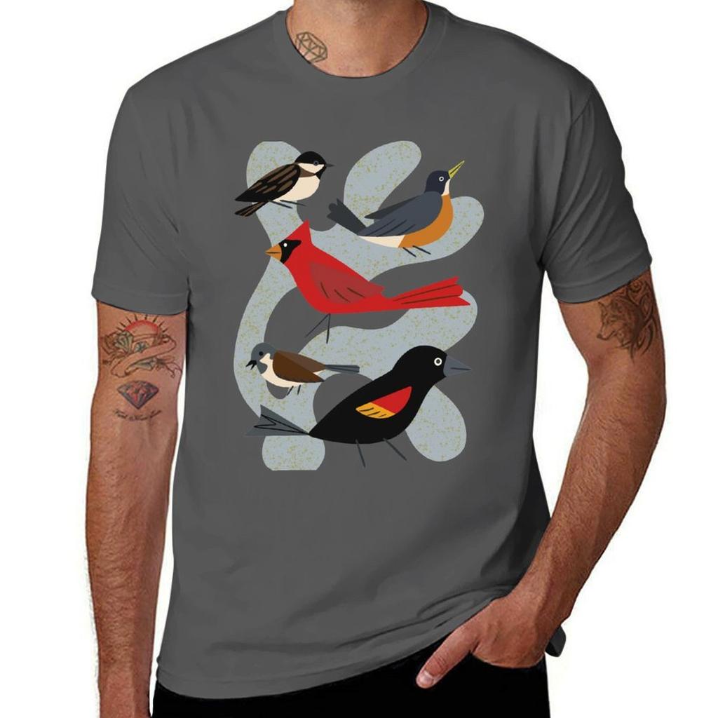 Five Birds Tshirt All Match Basic Short Sleeve Top