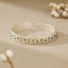 Gold-painted Enamel Flower Vine Heart Sutra Bracelet Opening Adjustment Literary and National Style Fashion Bracelet Solid Accessories