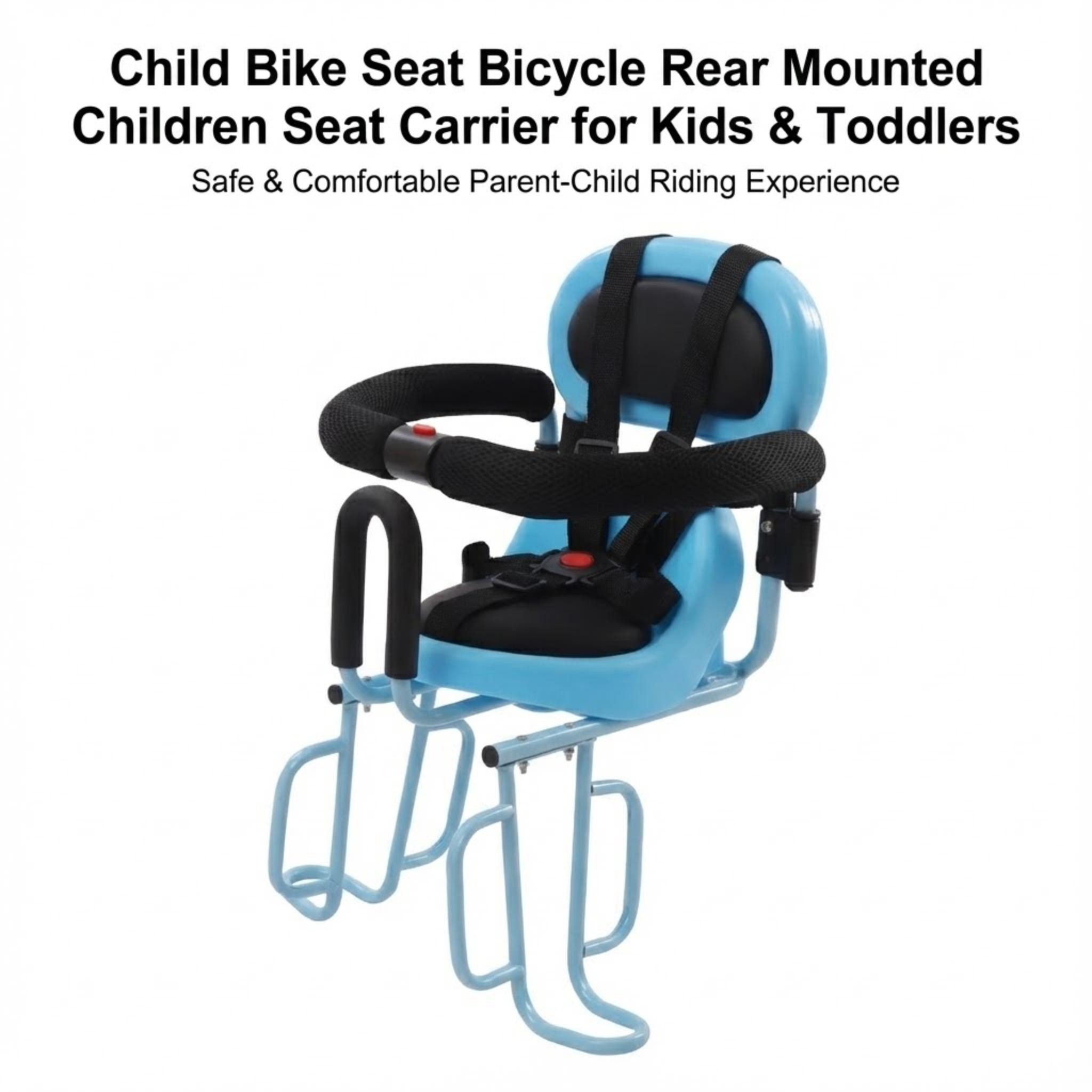 Детское Велосипедное Сиденье Заднее Крепление Велосипедный Багажник с Ремнем Безопасности и Съемным Защитным Бортиком United States