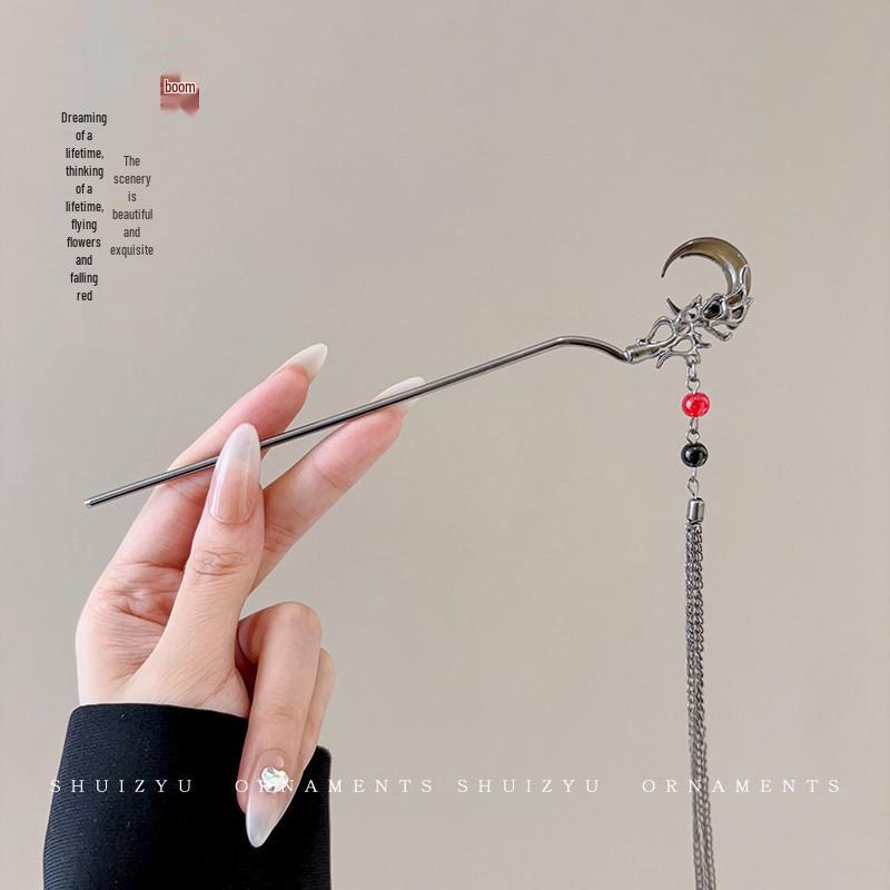 Ancient Chinese-Style Hanfu Hair Accessories: Elegant Updo Hairpins with Tassels for Women