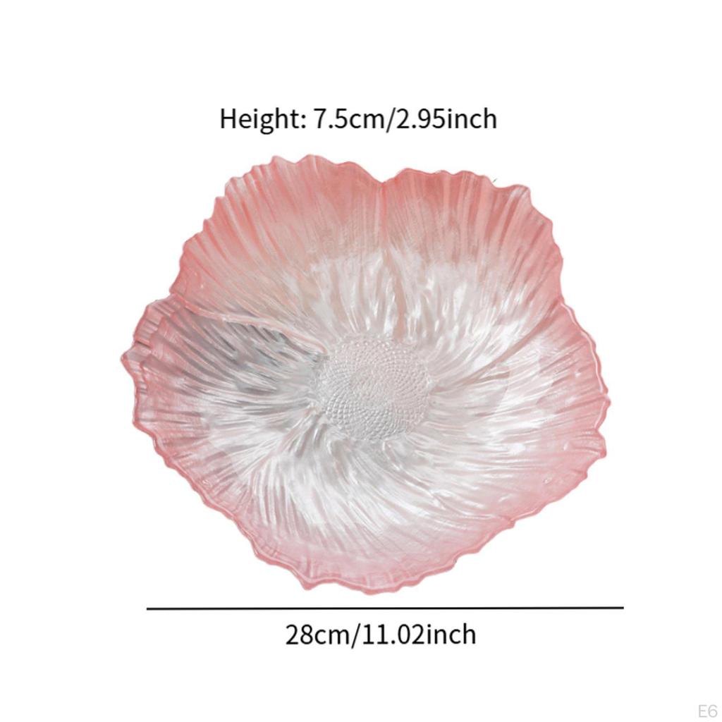 Flower Shaped Glass Plate Cake Dessert Dish Multifunctional Salad Fruit Snack Tray Dinner for