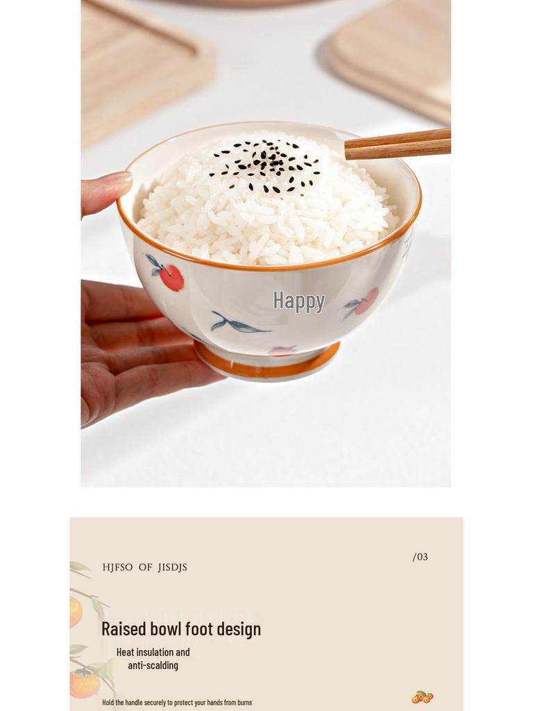 2026 Chinese Style Large Ceramic Rice Bowl - Elegant Home Use