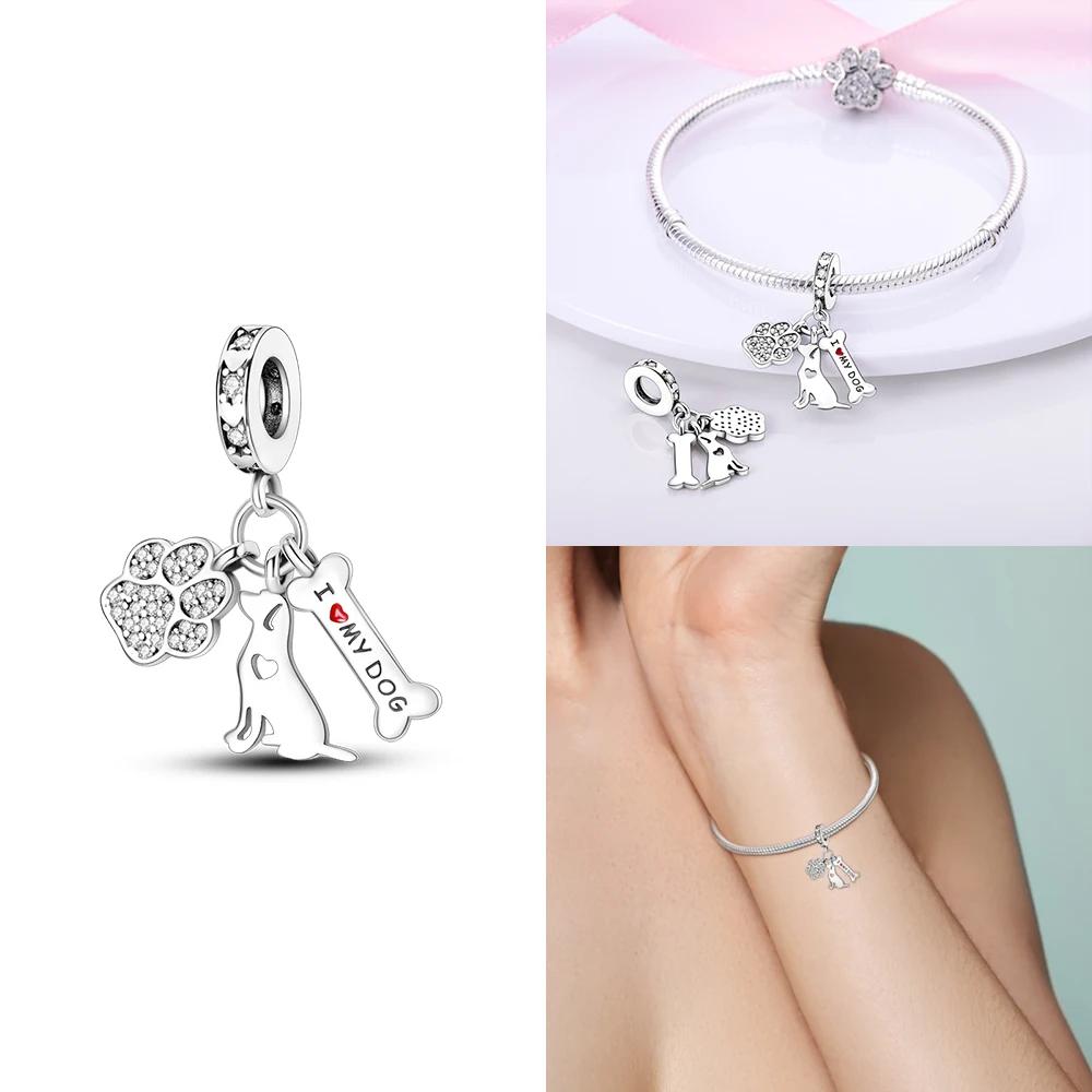 Charms Beads Animals Original Copper Series Dog Cat Pets Fit Bracelet Diy Lovely Pendants For Woman Fashion Jewelry Gift