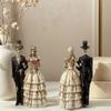 1 Halloween Couple Skeleton Statue Ornament, Vintage Wedding Dress Style, Home Desktop Party Decoration, Spooky and Romantic Atmosphere Item
