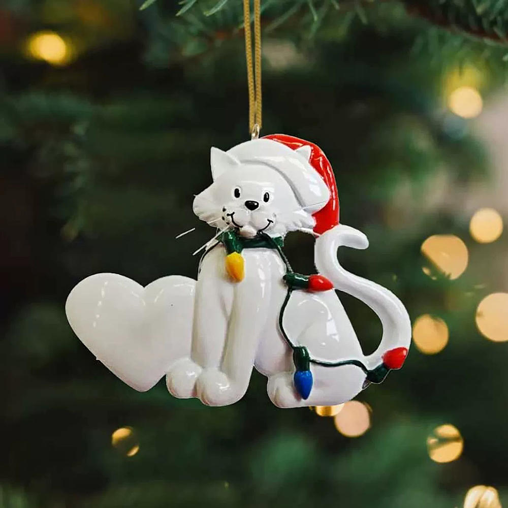 1PCS Christmas Tree Pendants Acrylic Cute Cat Hanging Ornaments for Wall Xmas Tree Decorations Party Supplies New Year Gifts