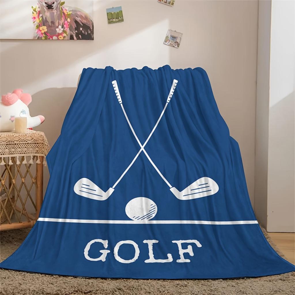 Golf Pattern Flannel Blanket Comfort Blanket Fit Sofa Office Camping Blanket Holiday Gift Blanket