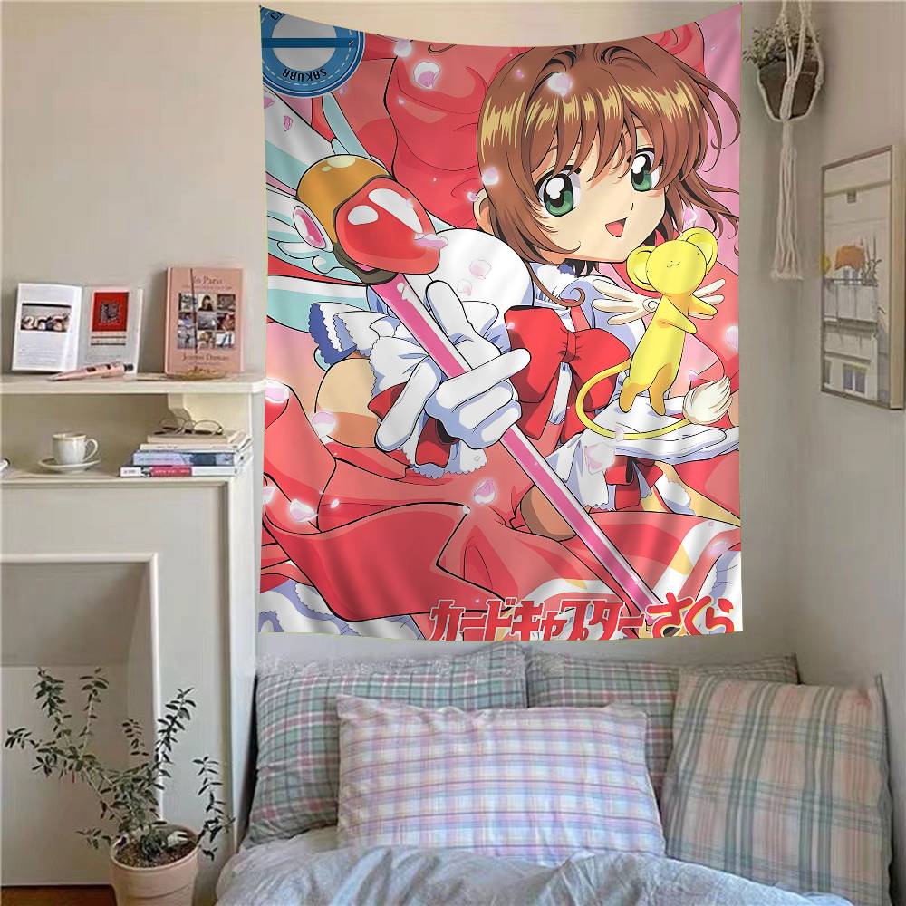 Anime Cardcaptor Sakura Anime Tapestry Hippie Flower Wall Carpets Dorm Decor Wall Hanging Home Decor