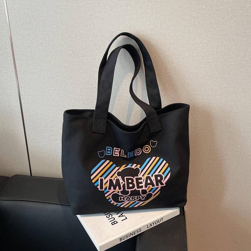 Large Capacity Tote Bag Versatile Cartoon Shoulder Commuter Bag Women's Summer New Casual Canvas Bag