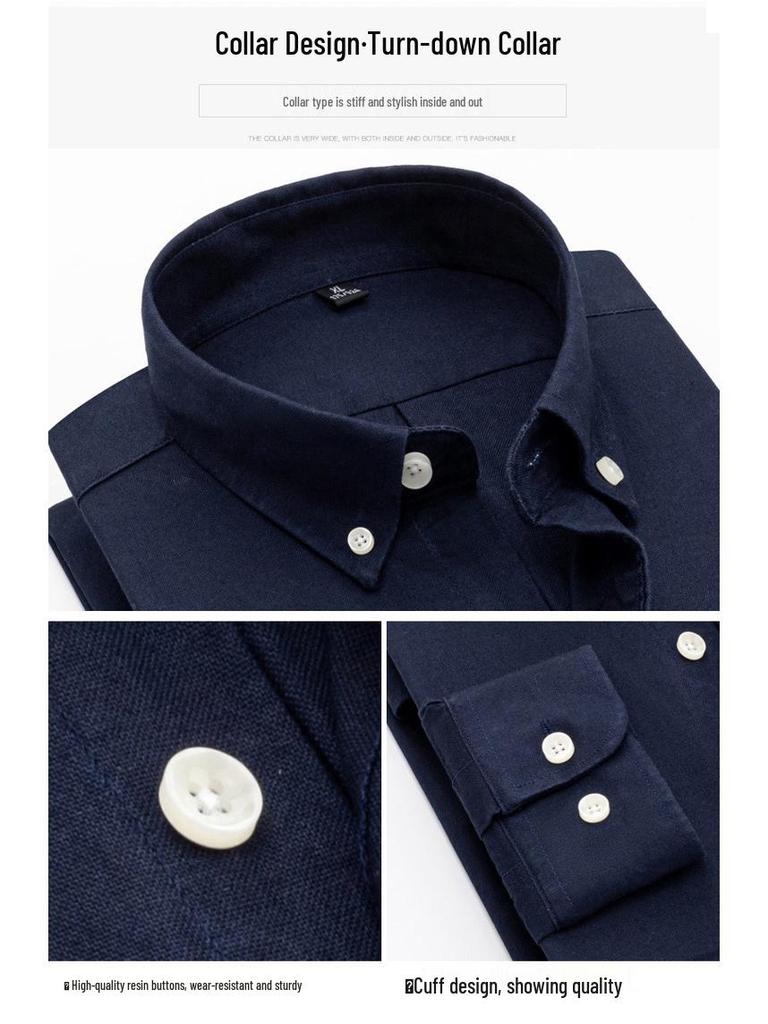 Men's Slim-Fit Long-Sleeve Oxford Shirt - Spring/Autumn Casual & Breathable