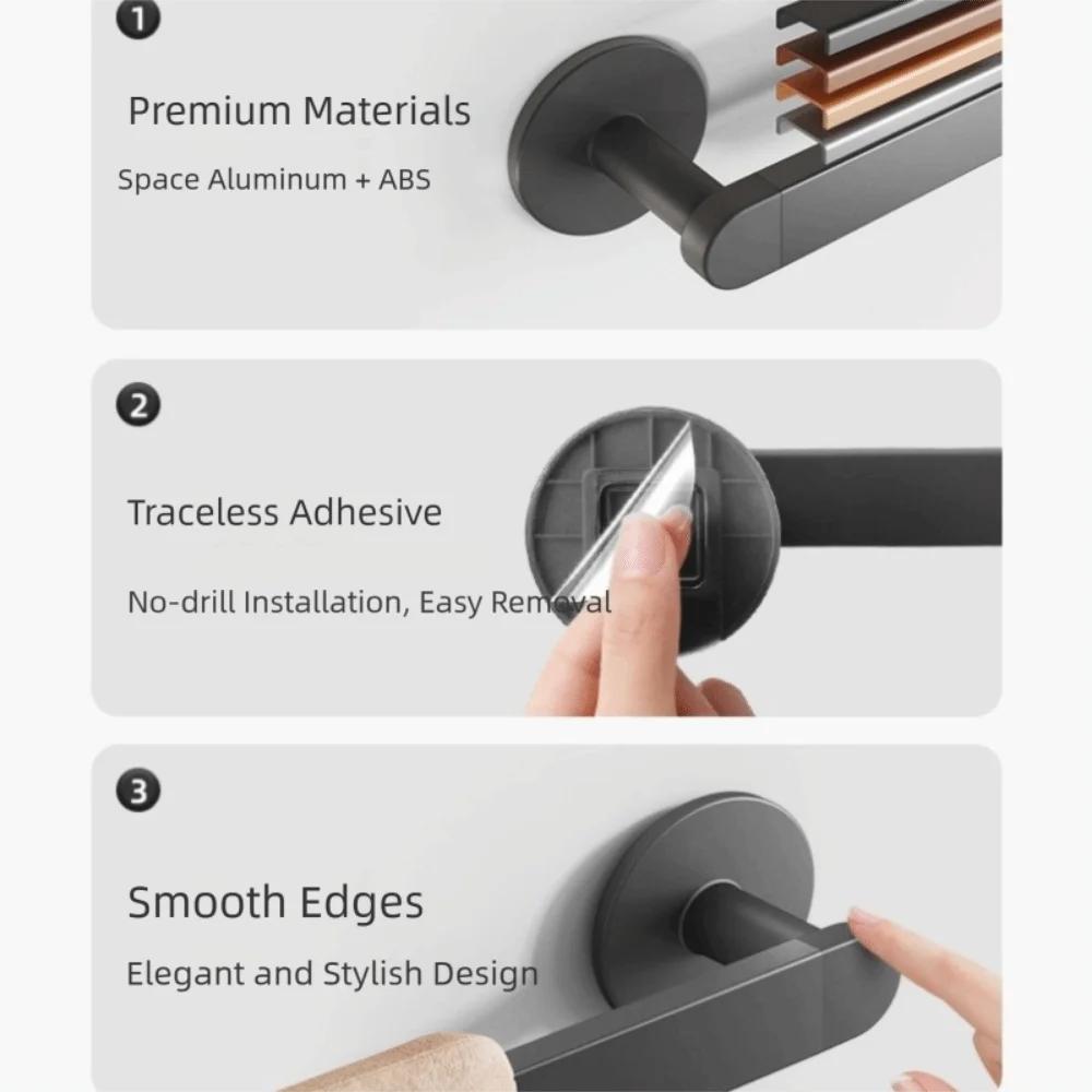 Neuer Aluminium-Handtuchhalter Wandmontiert Wasserdichter Handtuchständer Rostfreier Handtuchaufhänger Aufbewahrungsregal Badezimmer Zuhause