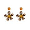 European and American style leopard print flower stud earrings female retro niche design earrings fashionable simple versatile commuter ear jewelry