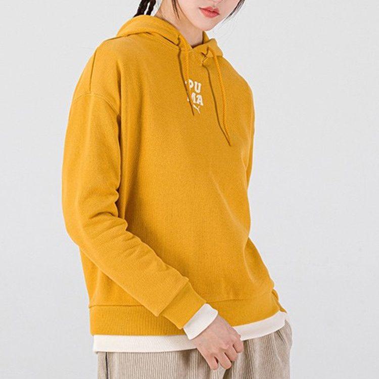 Puma Sweatshirts Women's Orange Yellow Hooded Moderate Mock Two Piece 536091-80