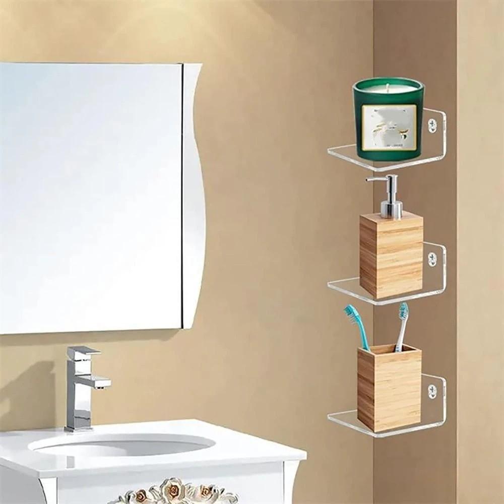 Minimalist Wall Hanging Shelves Transparent Design Floating Shelves Acrylic Shelves Bedroom Use