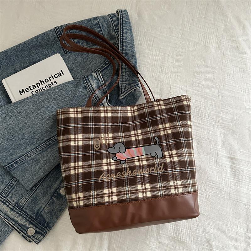 

Stylish And Trendy Canvas Tote Bag For Women With Large Capacity And Cute Bow Design Gray Multi Stripe