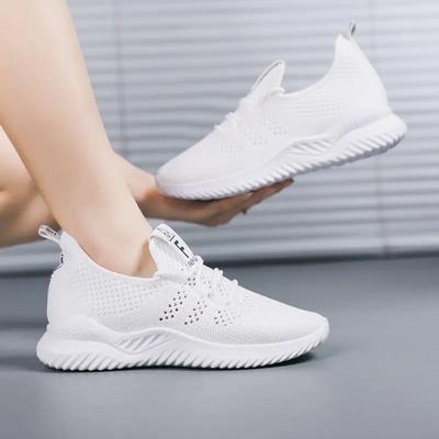 Baskets de Mode pour Dames Baskets Décontractées en Maille Blanc Noir Chaussures Plates pour Femmes Baskets Légères et Souples Chaussures Respirantes Chaussures de Basket ft65