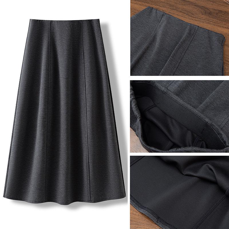 Women's High-Waisted Spring 2026 Slimming Skirt, Mid-Length, Elastic Waist, Umbrella Style, Petite Fit, Elegant Drape