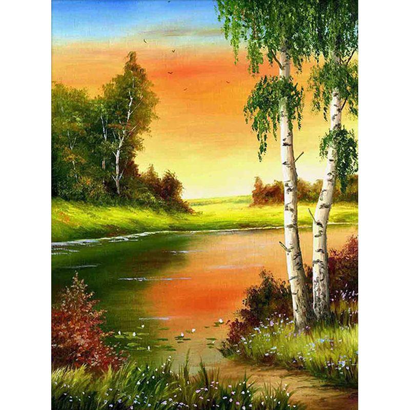 

5D DIY Алмазная вышивка Мост Полная квадратная алмазная картина Цветущая вишня Пейзаж Вышивка крестом Украшения для дома Full Round 20x30CM