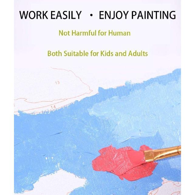 Savannan DIY Paint by Numbers, Spring Summer Iris Flowers Floral Leaves Pastoral Purple Blue Framed Canvas Acrylic Painting Kit Drawing Paintwork for