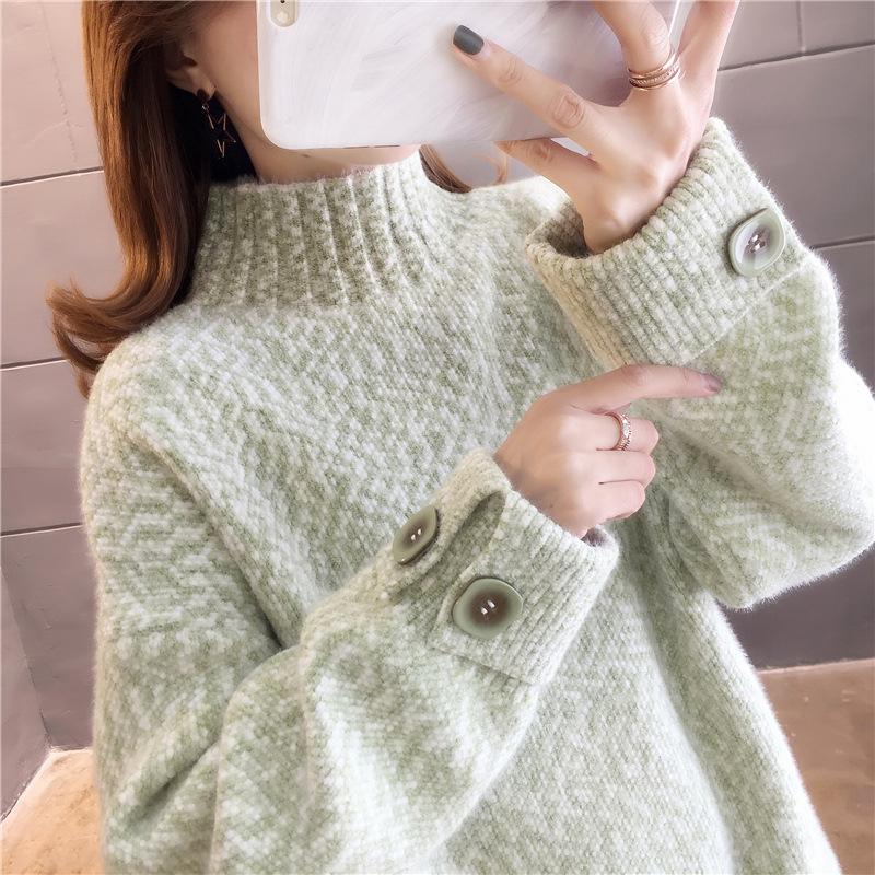 Sweater Women's Autumn and Winter Thickened New Chenille Mink Fleece Loose Turtleneck Knitted Bottoming Shirt Women
