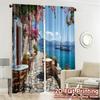Set Of 2 Modern Flat Printing Curtains Without Rod Seaside Serenity Window Treatment Versatile Durable Polyester Curtain Made