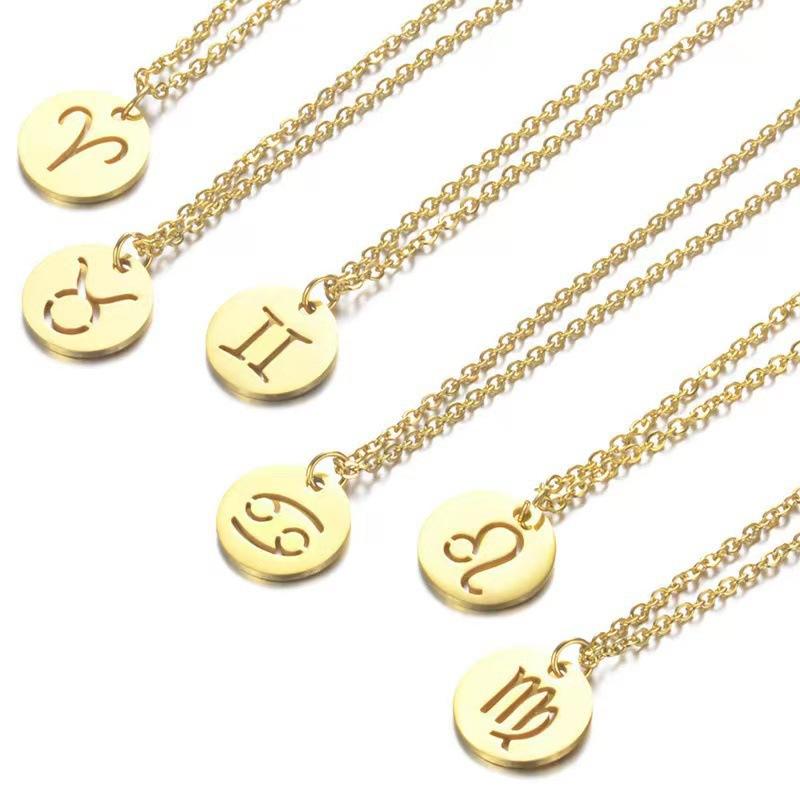 12 Constellation Necklaces for Women Girl Zodiac Sign Gold Color Pendant Necklace Aries Leo 12 Constellations Jewelry